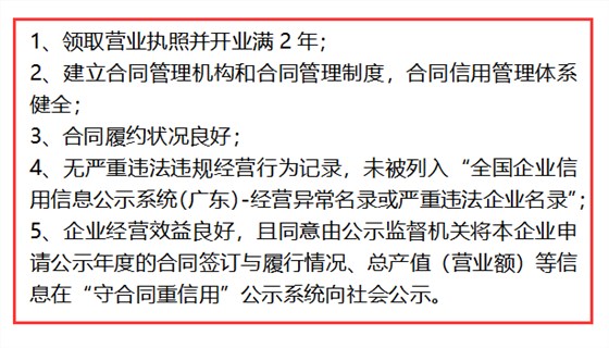 這些條件你都達(dá)不到，還想申報(bào)守合同重信用？別逗了！